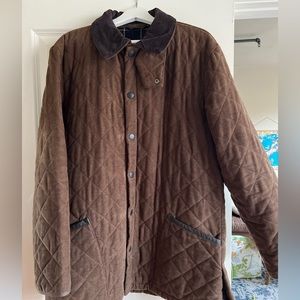 Barbour Moleskine Coat with Leather Trim, Tartan Lining